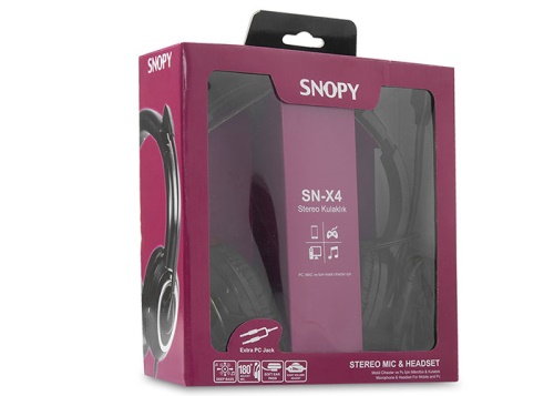 SNOPY SN-X4 X-ZOOM Siyah PC-Telefon Mikrofonlu Kulaklık call center kulakliği olarakta  kullanılabilir